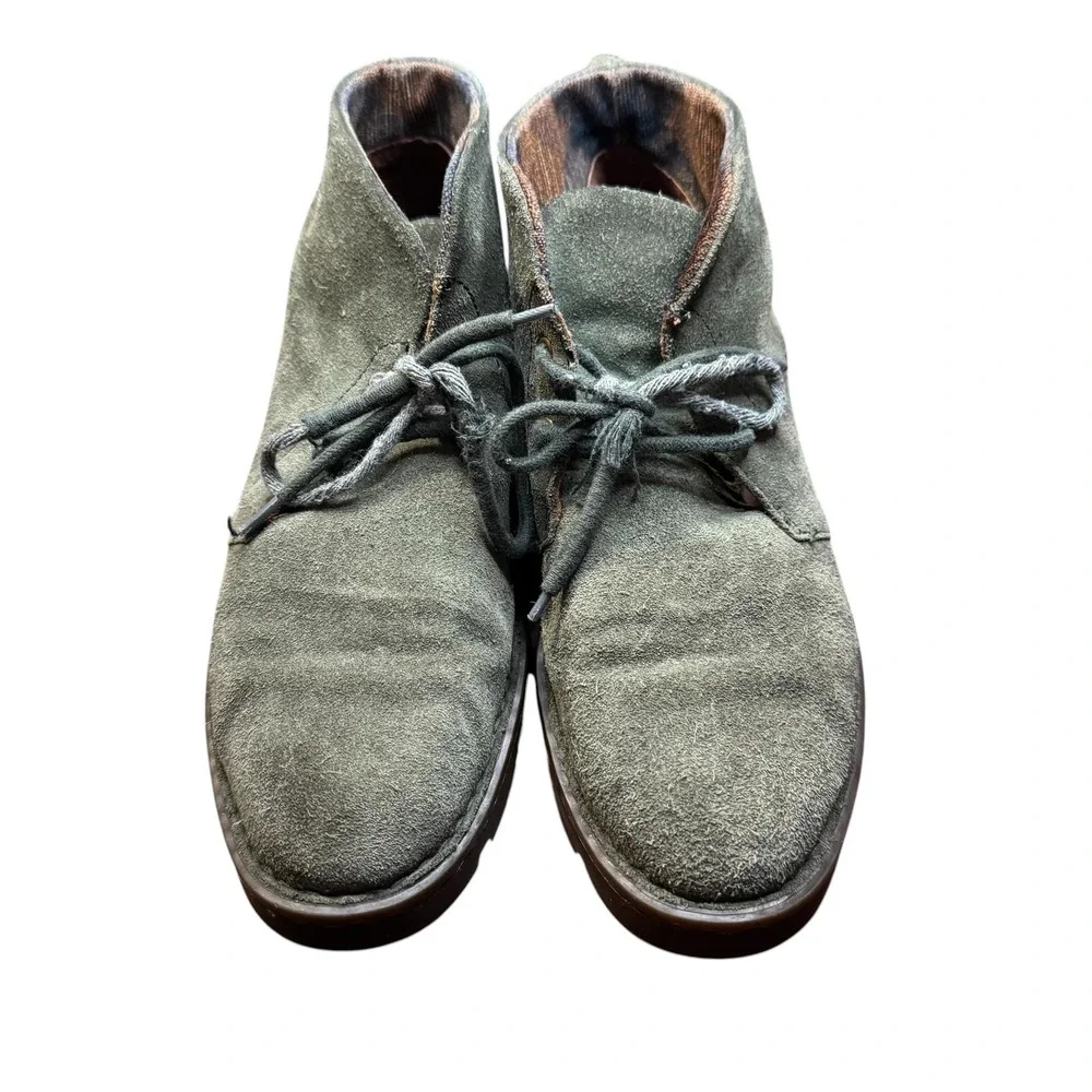 Chukka Boots Mens Size 7.5M Green Suede Lace Up Lined Ankle Lug Sole Comfort